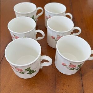 Mikasa Spring Love DN006 Bone China Coffee Cups Pink Rose Floral Set Of 6